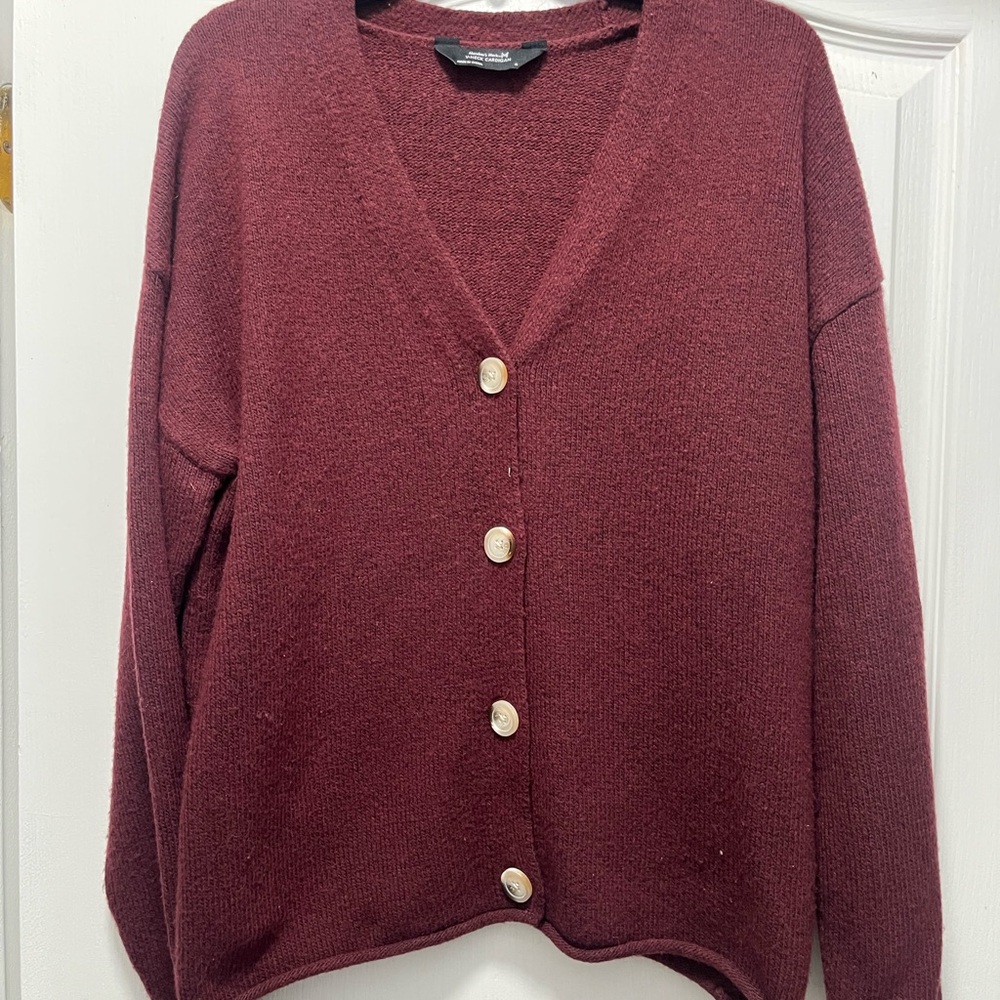 Elegant Maroon Button-Up Cardigan